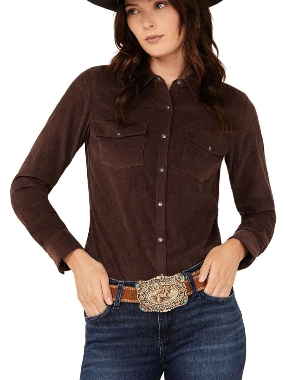 Shyanne Brown Corduroy Snap-Front Women's Shirt